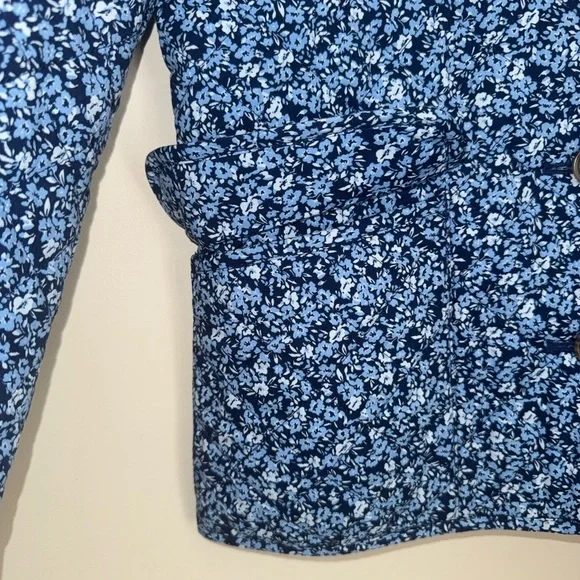 J. Crew Blue Floral Quilted Jacket Women’s Size 00 Cottagecore Button Front - Picture 6 of 8